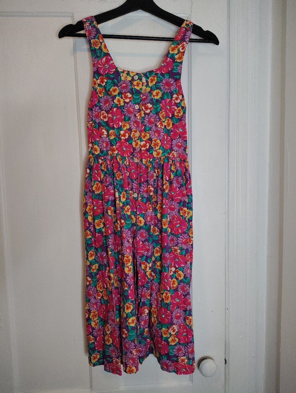 Vintage 1993 Genuine Girl Floral Print Fit & Flare Dress 28" Bust Womens XXS